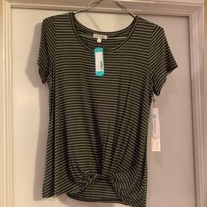 NWT  Levie Knot Front Knit Top. Brand: Nine Britton Size: Small. Color: Olive